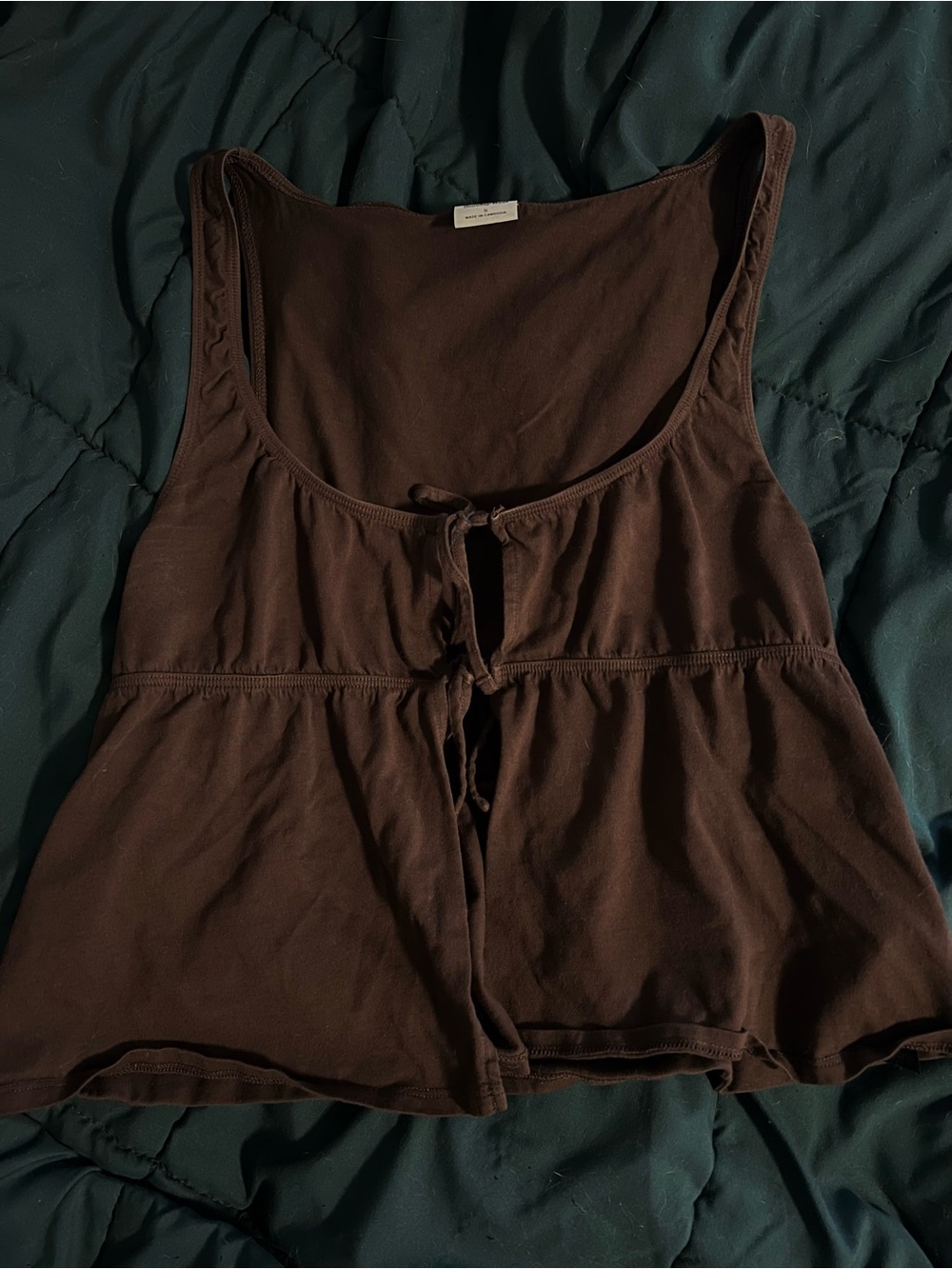 Sunday Best Brown Tie-Front Tank Top
